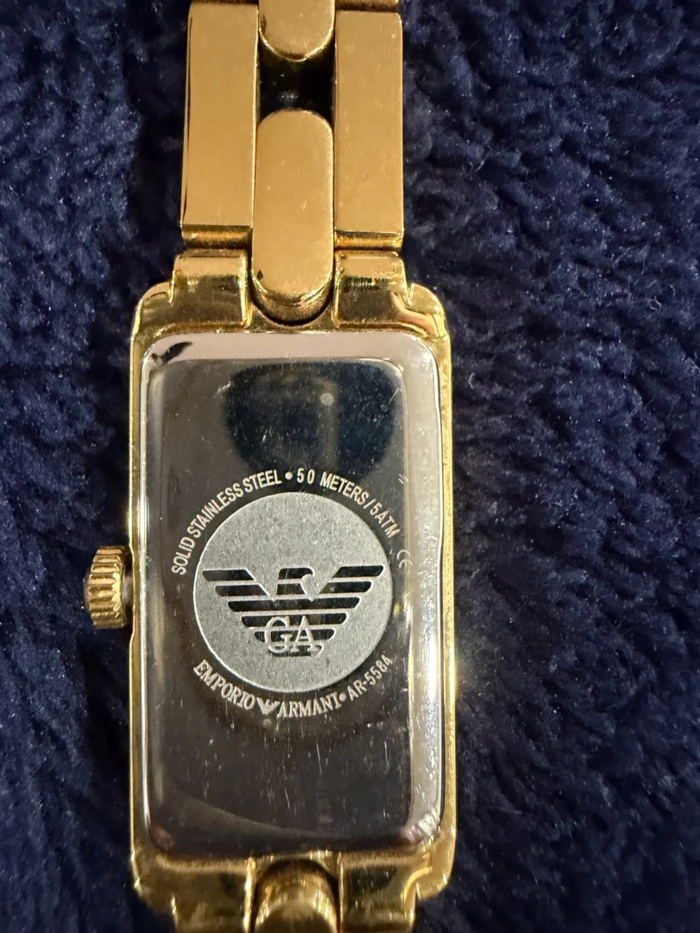 Emporio Armani Gold-Tone Rectangular Dial Bracelet Watch